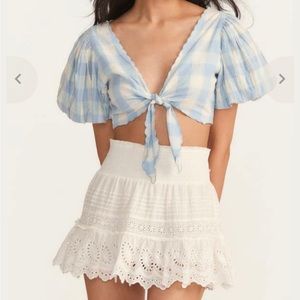 LoveShackFancy Jimena mini skirt, ivory, size small